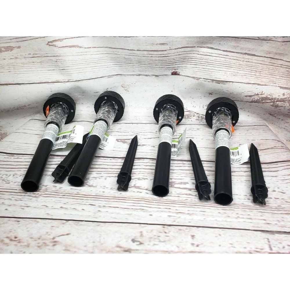4 Black Garden Outdoor Solar Stake Lights LED Lawn Decor Lights Garden Accents